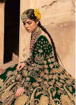 Green Weaving Wedding Designer Lehenga Choli