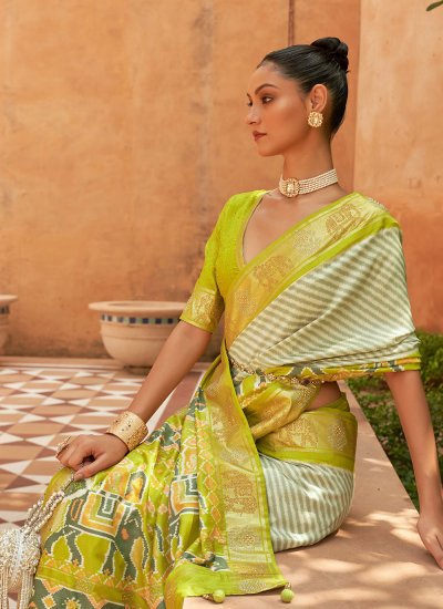 Green Wedding Patola Silk  Trendy Saree