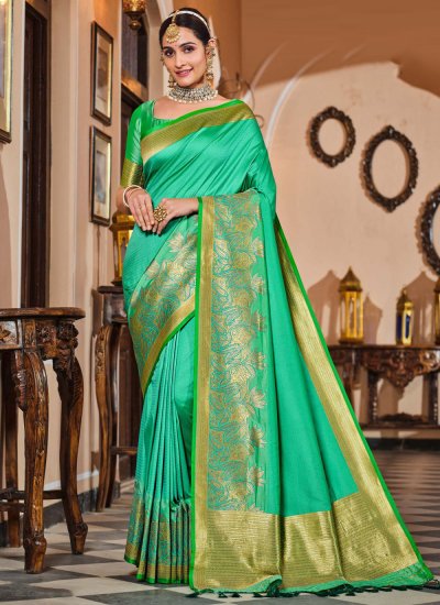Green Wedding Silk Trendy Saree