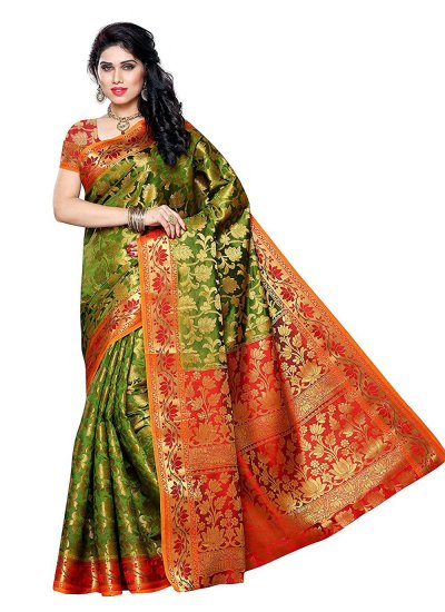 Green Zari Kanjivaram Silk Traditional Saree