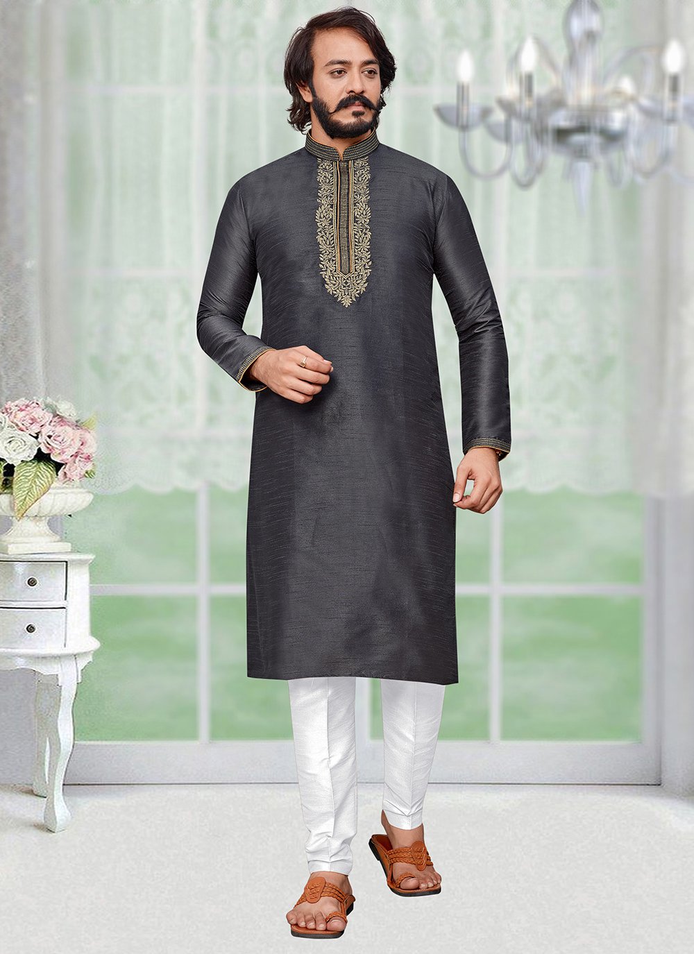 Kurta pajama gray discount colour