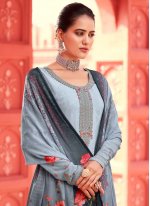 Grey Ceremonial Faux Crepe Designer Pakistani Salwar Suit