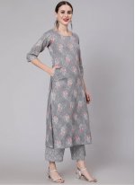 Grey Cotton Ceremonial Trendy Salwar Suit