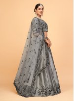 Grey Embroidered Mehndi Designer A Line Lehenga Choli