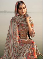 Grey Pashmina Printed Trendy Salwar Kameez