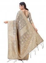 Grey Weaving Silk Silk Saree