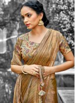 Gripping Abstract Print Multi Colour Faux Chiffon Printed Saree