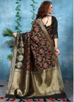 Gripping Black Weaving Traditional Saree