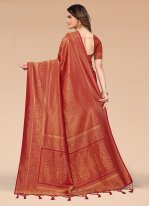 Gripping Maroon Woven Silk Blend Classic Saree