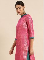 Gripping Silk Blend Jacquard Work Pink Churidar Salwar Kameez