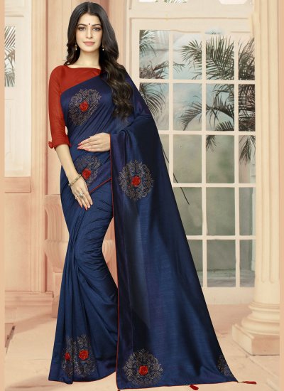 Groovy Embroidered Blue Classic Saree