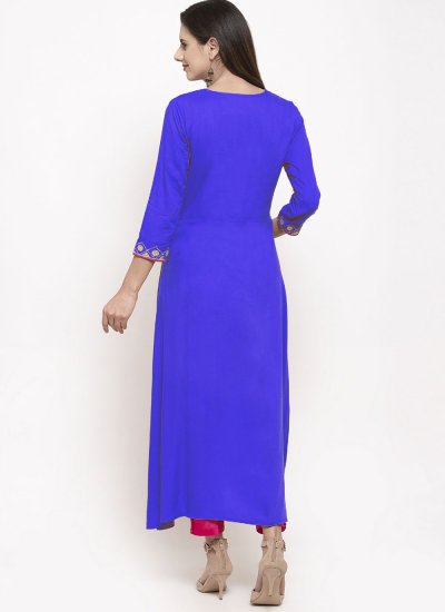 Groovy Embroidered Blue Party Wear Kurti