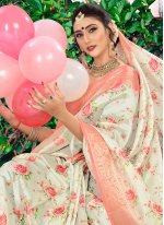 Groovy Off White Festival Classic Saree