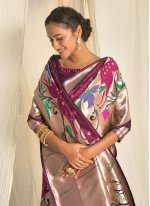 Groovy Woven Silk Purple Classic Saree