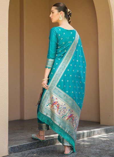 Groovy Zari Rama Banarasi Silk Designer Salwar Suit
