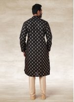 Handloom Cotton Kurta Pyjama in Black