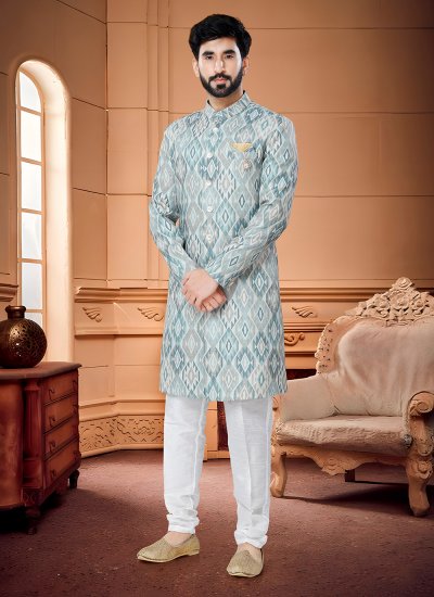 Handloom Cotton Multi Colour Printed Indo Western