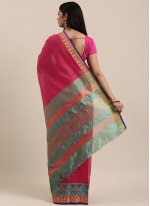 Handloom Cotton Woven Pink Traditional Saree