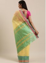 Handloom Cotton Woven Traditional Saree in Yellow