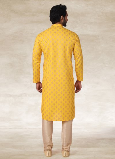 Handloom Cotton Yellow Kurta Pyjama