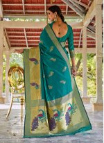 Handloom silk Rama Weaving Designer Traditional Saree