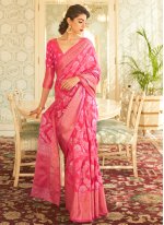 Handloom silk Traditional Designer Saree in Pink