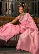 Handloom silk Weaving Pink Saree
