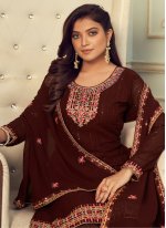 Haute Embroidered Brown Designer Pakistani Salwar Suit 
