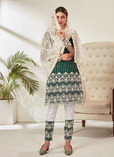 Haute Embroidered Net Pant Style Suit