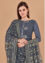 Haute Grey Sequins Banarasi Silk Salwar Suit