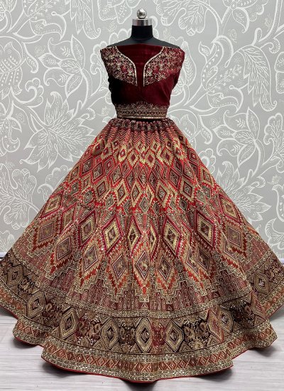 Haute Multi Colour Sequins Silk Designer Lehenga Choli
