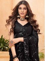 Heavenly Black Sequins Traditional Saree