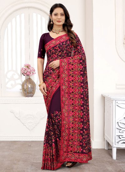 Heavenly Faux Georgette Embroidered Designer Saree