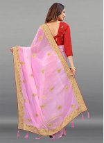 Heavenly Pink Patch Border Classic Designer Saree