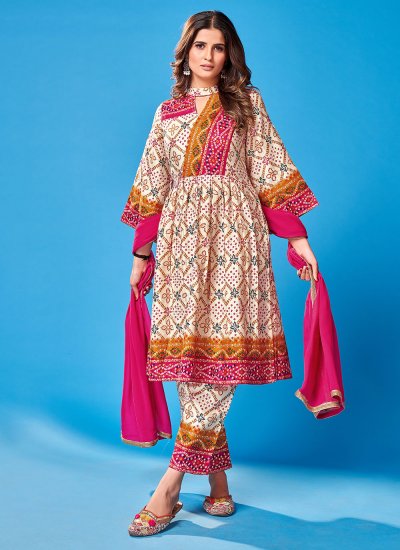 Heavenly Printed Rayon Readymade Salwar Suit