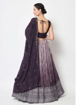 Heavenly Purple Embroidered Silk A Line Lehenga Choli