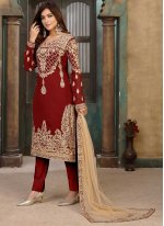 Honourable Faux Georgette Embroidered Pant Style Suit