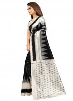 Honourable Silk Abstract Print Black Traditional Saree