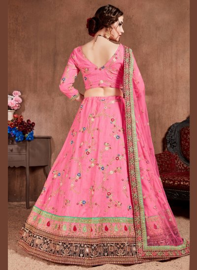 Honourable Silk Zari Pink Trendy Lehenga Choli