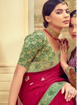 Honourable Vichitra Silk Patch Border Rani Designer Traditional Saree