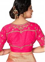 Hot Pink and Orange Color Designer Traditional Saree