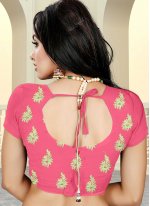 Hot Pink Banarasi Silk Sangeet Designer Saree