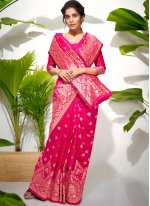 Hot Pink Ceremonial Art Silk Designer Traditional Saree