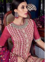 Hot Pink Chanderi Designer Pakistani Suit