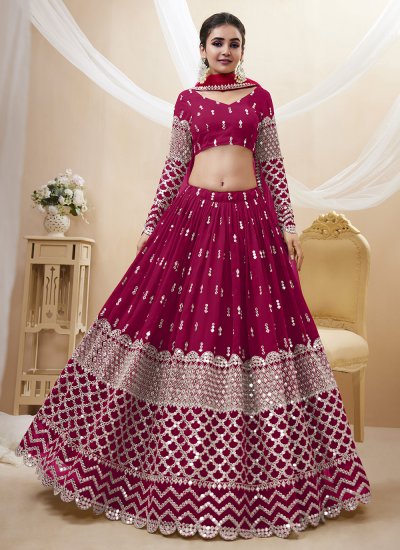 Buy Hot Pink Lehenga In Brocade Silk With Woven Bandhani Design And  Unstitched Blouse Online - Kalki Fashion