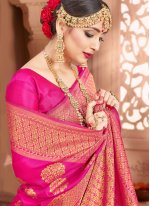 Hot Pink Color Designer Traditional Saree