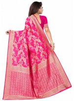 Hot Pink Color Traditional Saree