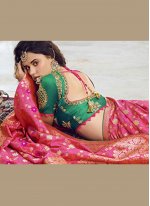 Hot Pink Embroidered Ceremonial Traditional Saree