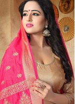 Hot Pink Embroidered Designer Traditional Saree