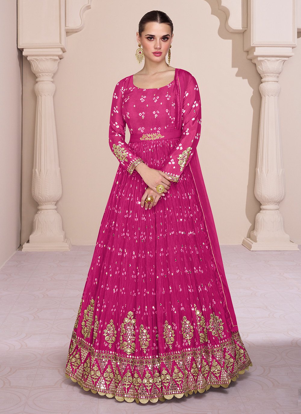 embroidered peacock dress Nou Nelle Hot Pink Embroidered Dress (Short Sleeve) – Moonlight